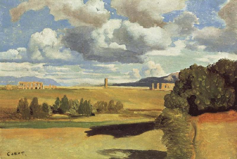 Jean Baptiste Camille  Corot The Roman Campagna,with the Claudian Aqueduct France oil painting art